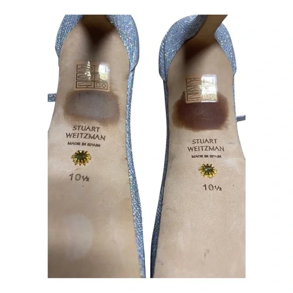 Stuart Weitzman Nudistcurve Hollywood Glitter Platform High Heel Sandals 10.5
